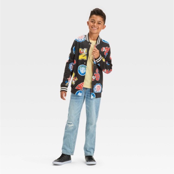 Boys' Super Mario brothers Varsity Jacket - Black XS, Small - Picture 4 of 4